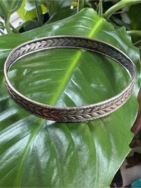 Sterling Wheat-Pattern Silver Bangle Bracelet - Women Jewelry